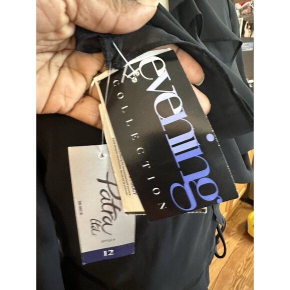 Vintage Patra Evening Ruffled Wrap Blouse Sheer Long Sleeves Size 12 NWT Goth - Picture 3 of 13